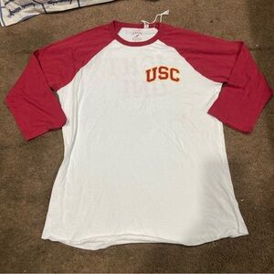 USC Men's Raglan Sleeve Shirt - Red and White